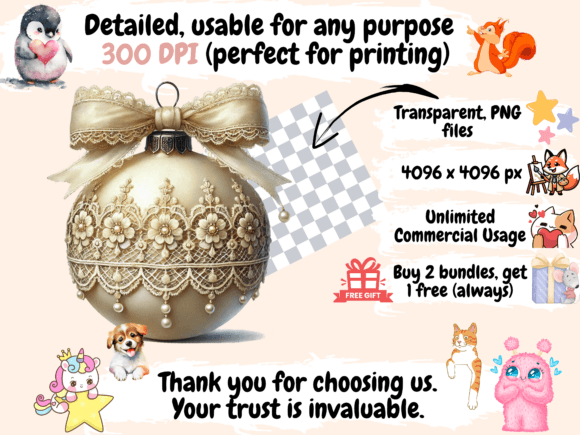 Vintage Christmas Ornaments Clipart P1 - Image 4