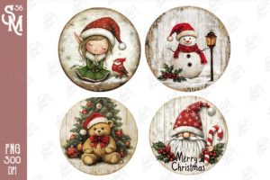Alternative view of Vintage Christmas Ornaments Clipart PNG