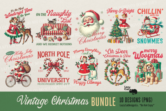 Vintage Christmas PNG Bundle