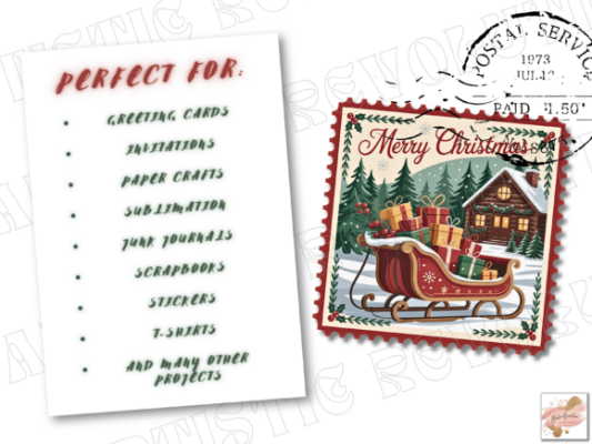 Alternative view of Vintage Christmas Png Bundle Stamps Png