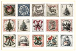 Alternative view of Vintage Christmas Postage Stamp Bundle
