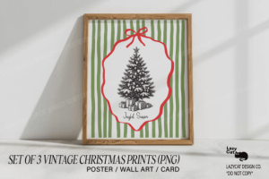 Alternative view of Vintage Christmas Poster Wall Art Set