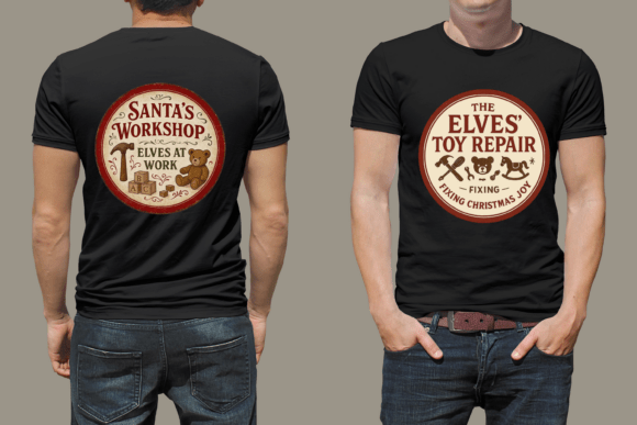 Vintage Christmas Round Signs Clipart - Image 5