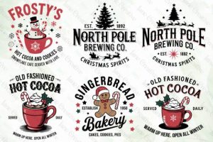 Alternative view of Vintage Christmas Signs SVG PNG Clipart