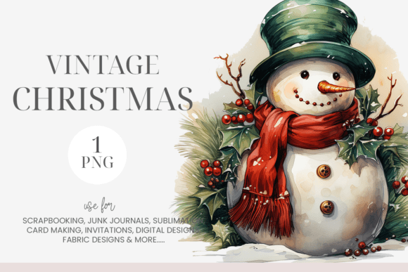 Vintage Christmas Snowman Clipart
