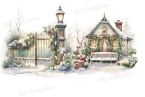 Alternative view of Vintage Christmas Tree Winter Clipart