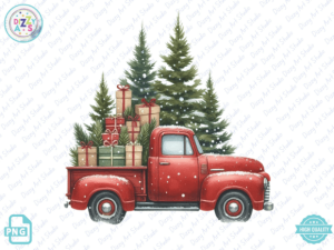 Vintage Christmas Truck Winter Clipart