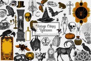 Alternative view of Vintage Creepy Halloween Clipart