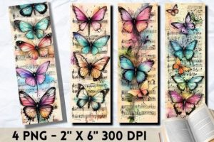 Vintage Floral Music Digital Bookmark