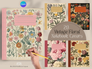 Vintage Floral Notebook Cover KDP PLR