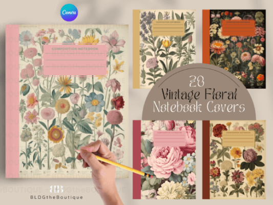 Vintage Floral Notebook Cover KDP PLR