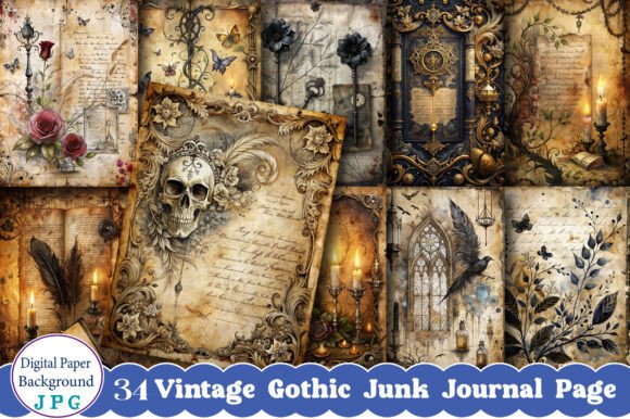 Vintage Gothic Junk Journal Page