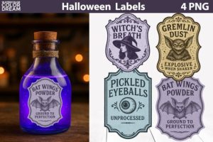 Alternative view of Vintage Halloween Bottle Labels Bundle