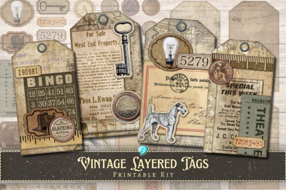 Vintage Layered Tags Printable Kit