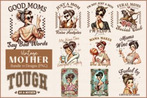 Vintage Mothers Day Funny Mama Bundle