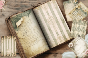 Alternative view of Vintage Pastel Green Junk Journal Pages