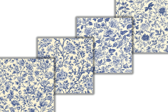 Vintage Tiny Blue Toile De Jouy Pattern - Image 2