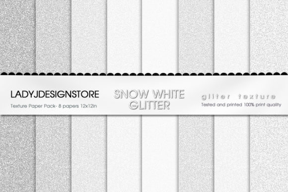 WHITE GLITTER Digital Papers 8 Glitter T