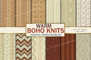 Warm Beige Boho Knits Digital Paper