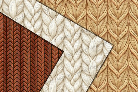 Alternative view of Warm Beige Boho Knits Digital Paper