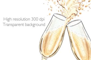 Alternative view of Watercolor Champagne Glasses