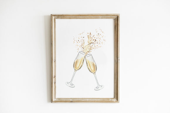 Watercolor Champagne Glasses - Image 3