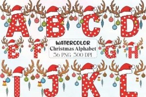 Watercolor Christmas Alphabet