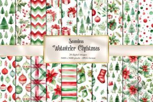Watercolor Christmas Digital Paper