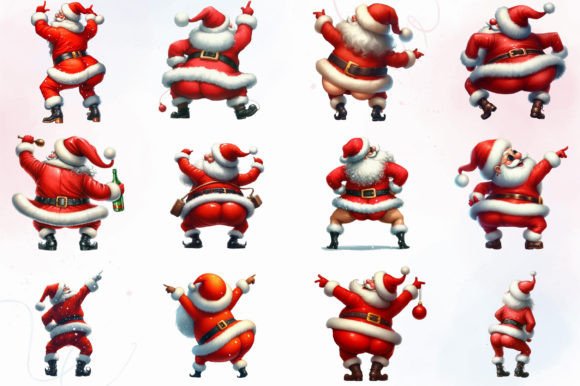 Alternative view of Watercolor Christmas Funny Santa Clipart