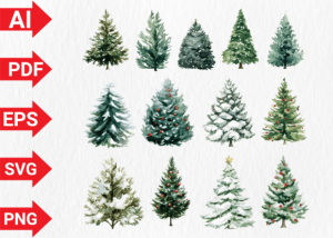Watercolor Christmas Tree Clipart