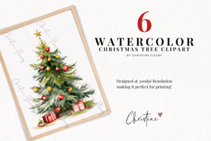 Alternative view of Watercolor Christmas Tree Clipart
