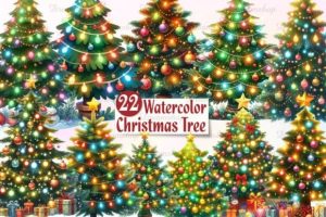Watercolor Christmas Tree Clipart