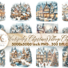 Watercolor Christmas Village Clipart