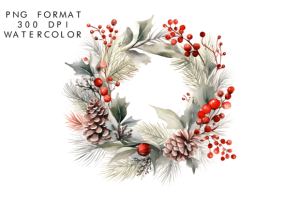 Watercolor Christmas Wreath Sublimation