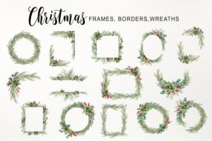 Alternative view of Watercolor Christmas Greenery Clipart