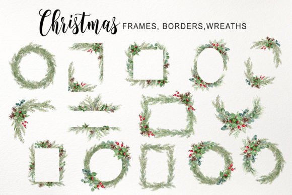 Alternative view of Watercolor Christmas Greenery Clipart