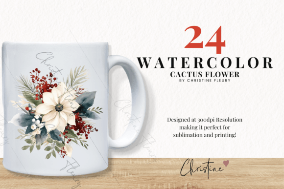 Watercolor Elegant Christmas Flowers - Image 2