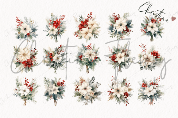 Watercolor Elegant Christmas Flowers - Image 5