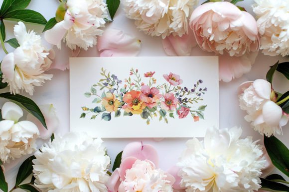 Watercolor Flowers Floral Border Clipart - Image 3