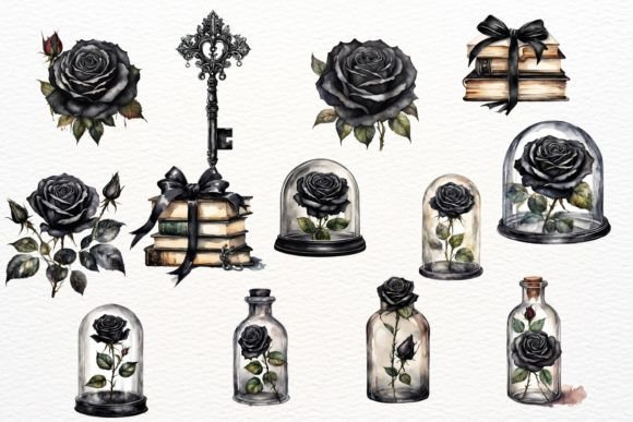 Watercolor Gothic Academia Clipart - Image 5