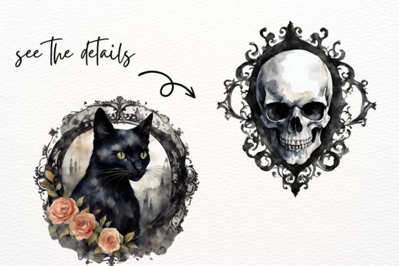 Watercolor Gothic Academia Clipart - Image 8