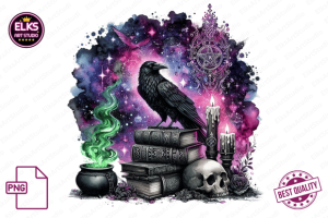 Watercolor Gothic Witch Clipart PNG