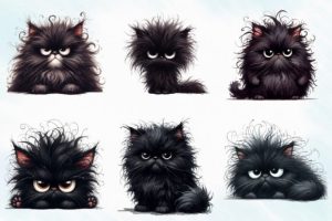 Alternative view of Watercolor Grumpy Black Cat Clipart