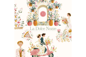 Watercolor Italian Wedding Clipart Set