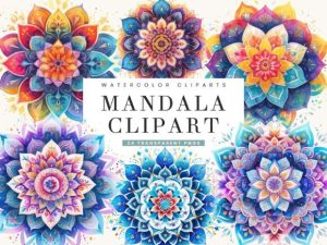 Watercolor Mandala Clipart Bundle