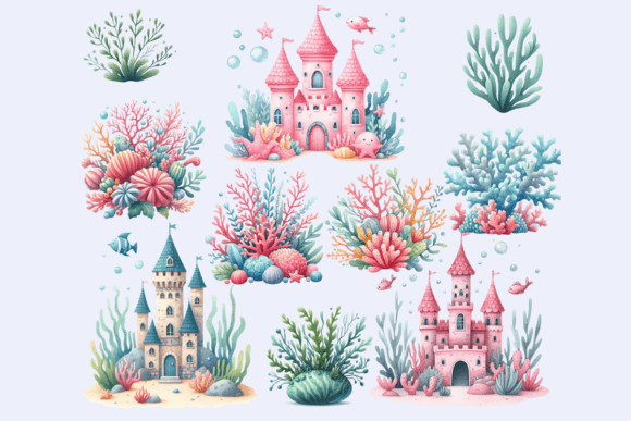 Watercolor Mermaid Clipart Bundle - Image 6