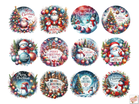 Watercolor Merry Christmas Png Bundle - Image 6