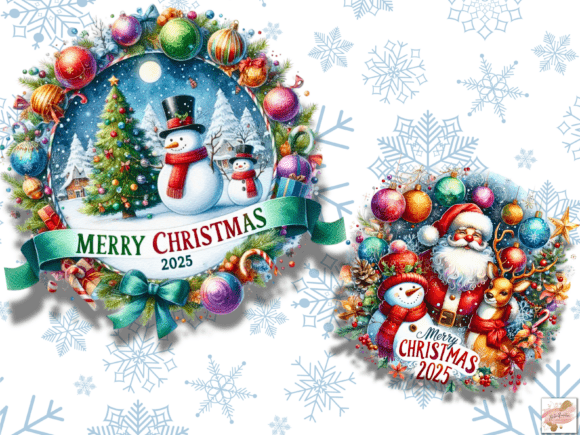 Watercolor Merry Christmas Png Bundle - Image 9