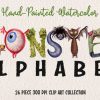 Watercolor Monster Alphabet Collection