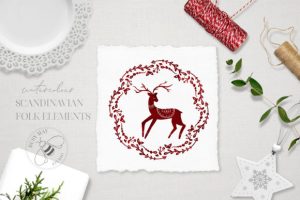 Alternative view of Watercolor Nordic Christmas Swedish Art